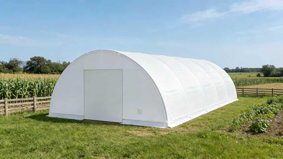 40ft x 82ft Double Truss Storage Shelter with PVC Roof, White