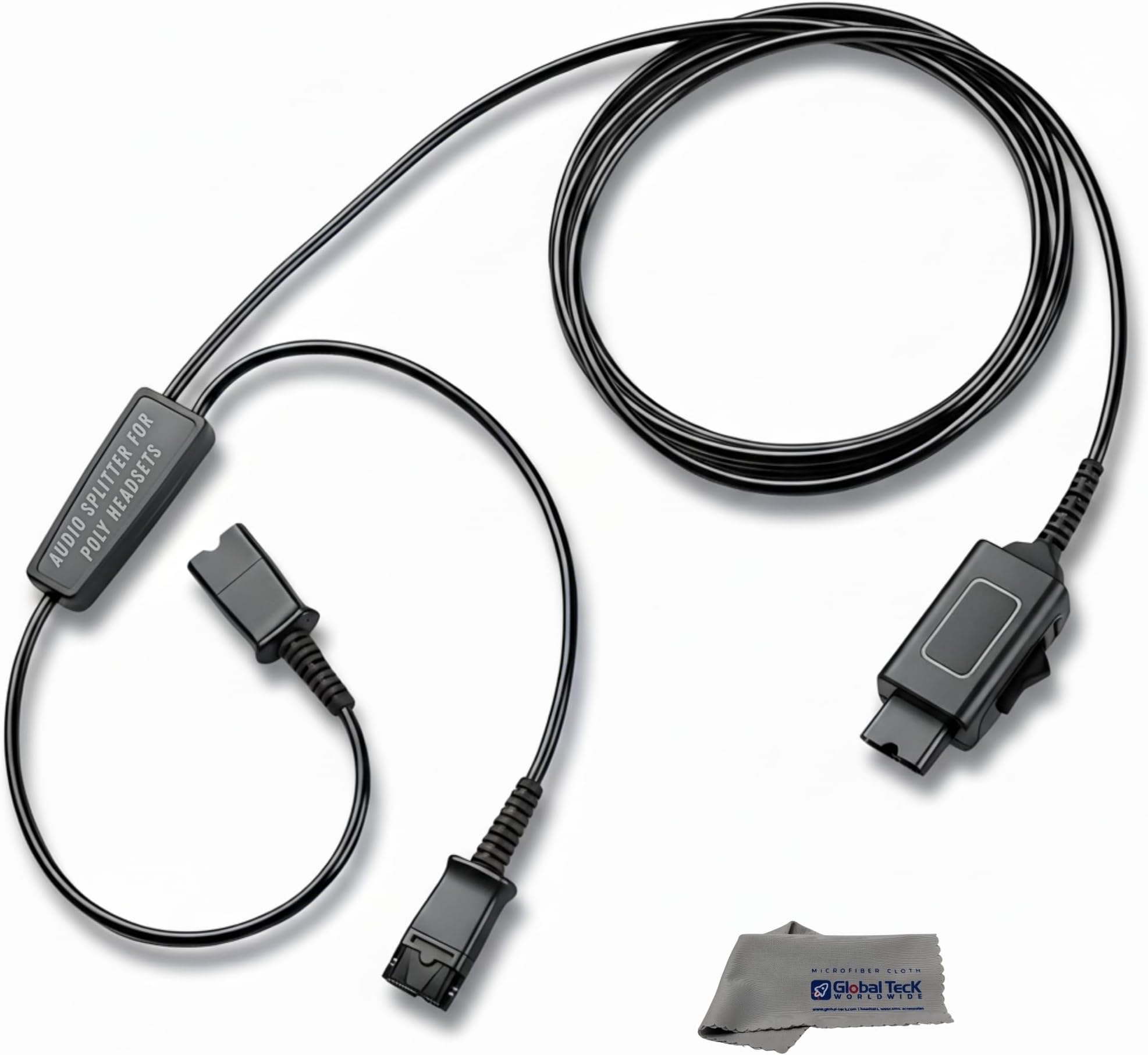Plantronics Style Poly Headset Splitter and Telephone Audio Cable-Supervisor Agent Training Y-Cord with Mute Button -Compatible with EncorePro, Encore, HW Series for Call Center, Office Training