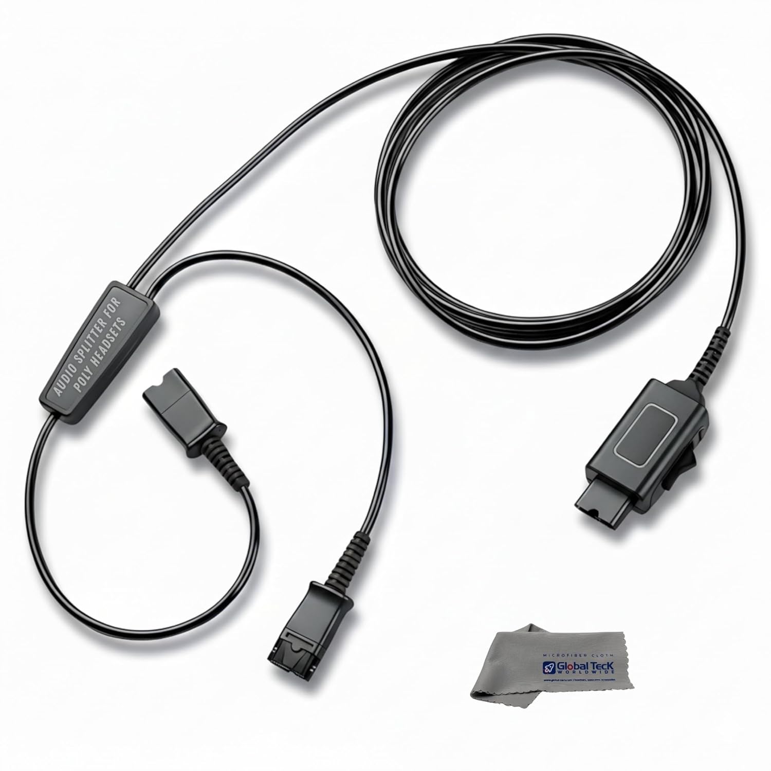 Plantronics Style Poly Headset Splitter and Telephone Audio Cable-Supervisor Agent Training Y-Cord with Mute Button -Compatible with EncorePro, Encore, HW Series for Call Center, Office Training