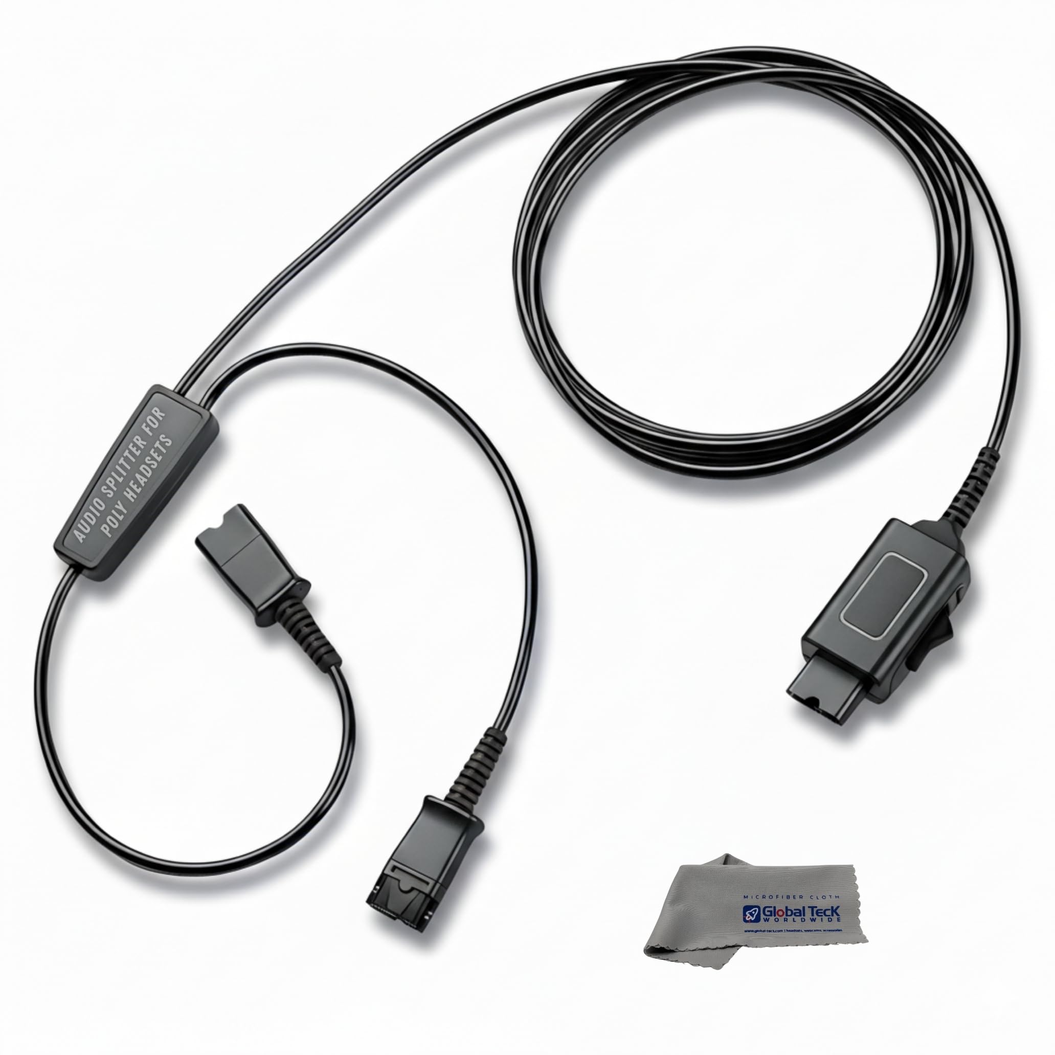 Plantronics Style Poly Headset Splitter and Telephone Audio Cable-Supervisor Agent Training Y-Cord with Mute Button -Compatible with EncorePro, Encore, HW Series for Call Center, Office Training