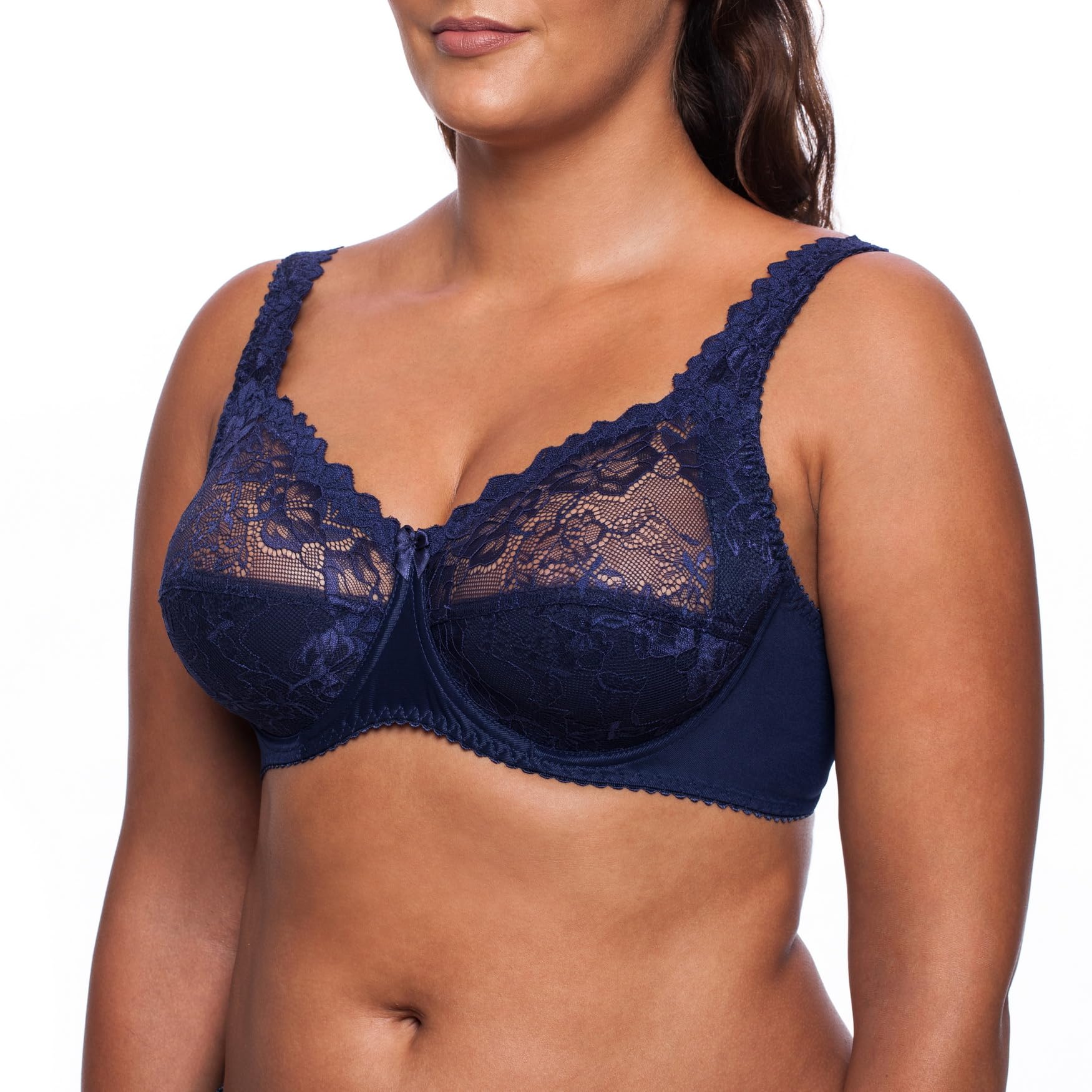 frugue Ladies Bra Minimiser Full Coverage Underwired Plus Size Lace UK Blue UK 38 DD