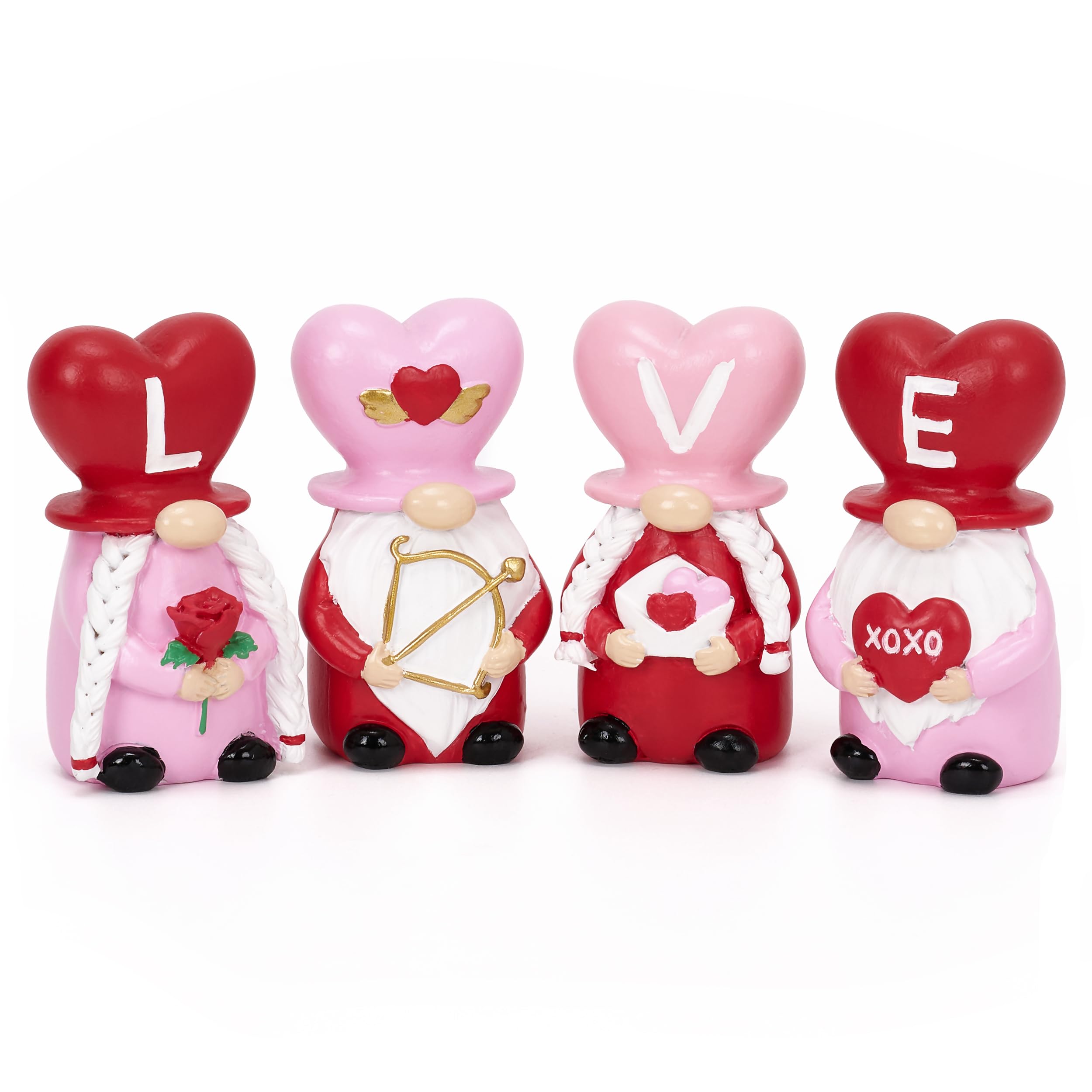 Nains de Noël en résine rose Valery Madelyn mini gnomes déco XOXO