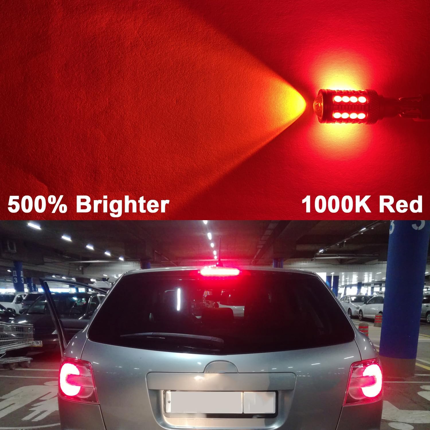 921 912 W16W LED 3rd Brake Light Bulbs 1000K Red for Ram Chevy Silverado Sierra F150 F250 F350 Center High Mount Stop Light Bulb CANBUS Error Free Non-Polarity Tail Light, Pack of 2