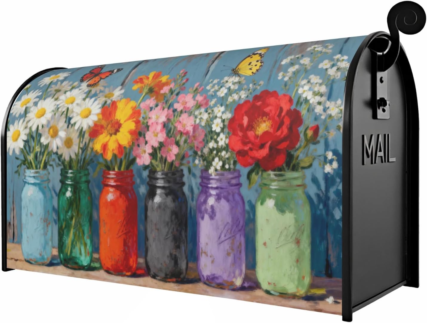 Floral Mailbox Covers Magnetic Standard Size, Spring Summer Flower Farmhouse Outdoor Decorative Letter Box Cases for Garden Outside Decor, 21x18 Inch