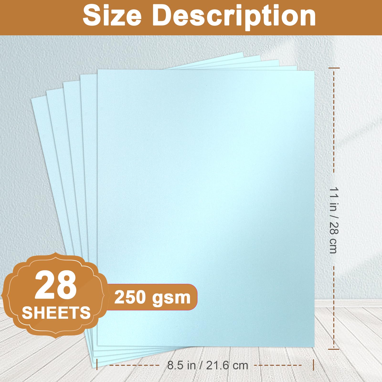 Silunkia 28 hojas de cartulina azul brillante de 8.5 x 11 pulgadas, papel pesado de 250 g/m² para hacer tarjetas, tarjetas de felicitación, oficina, álbumes de recortes, manualidades de papel,