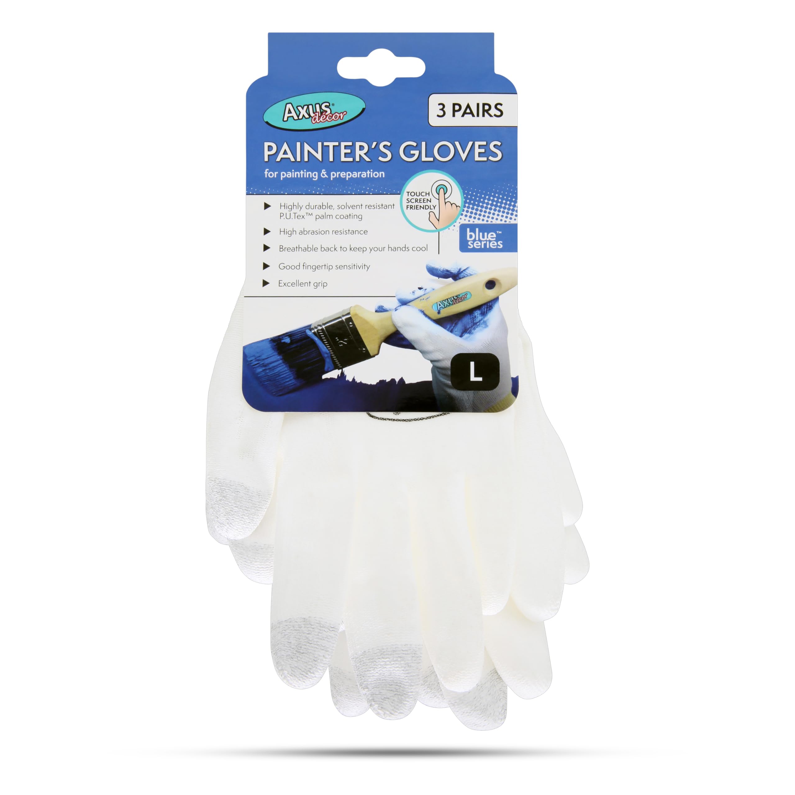 Axus Dã©Cor Pu Tex Palm Coated Painters Gloves (Pack Of 3) 5060128793913
