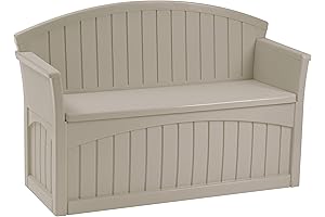 Suncast 50 Gallon Outdoor Bench Storage Seat: Perfect for Patios, Decks, and Gardens