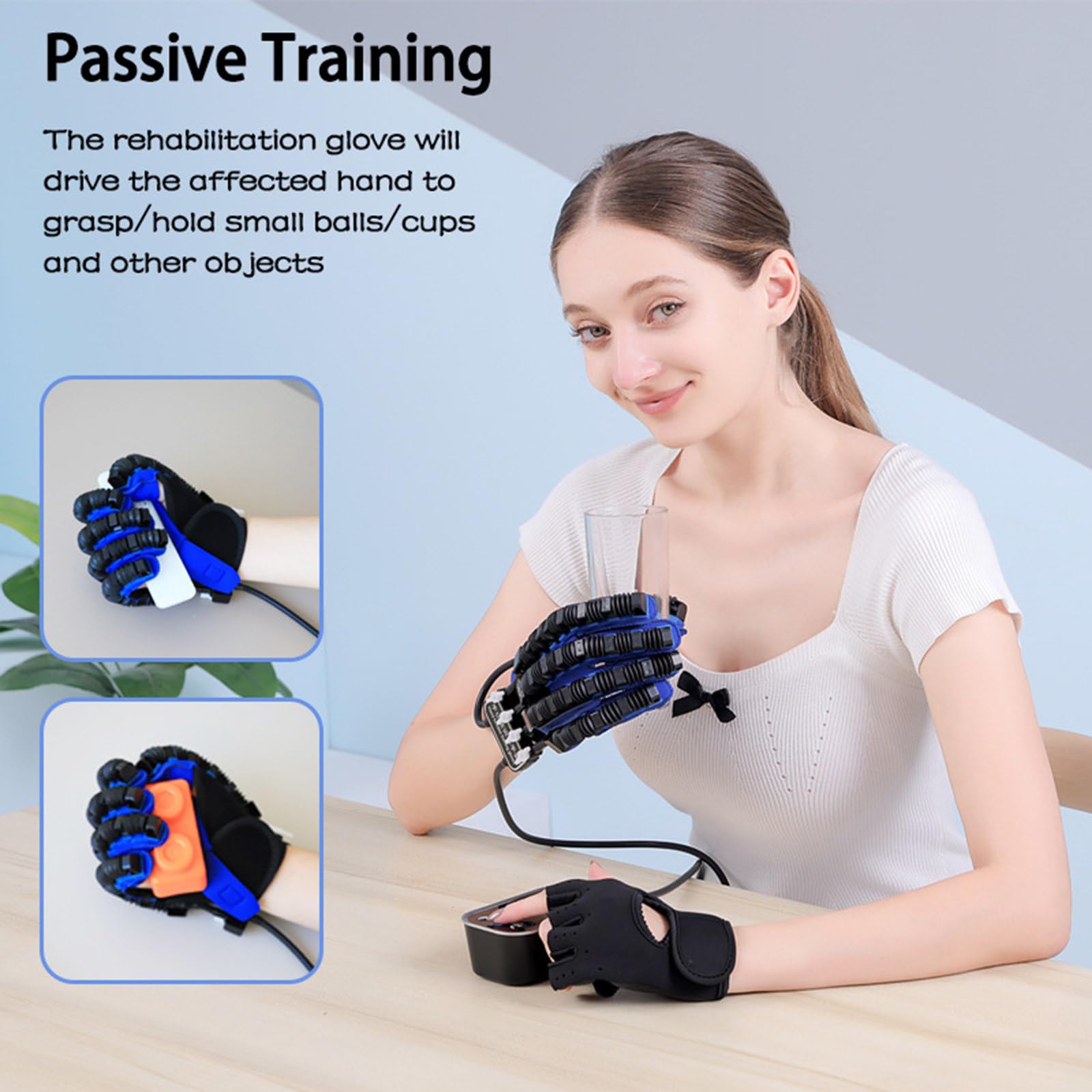 Guantes De Rehabilitación Robóticos, Ejercitador De Dedos para Mano Izquierda Y Derecha, Guantes Robóticos para Accidentes Cerebrovasculares, Hemiplejia, Infarto Cerebral L