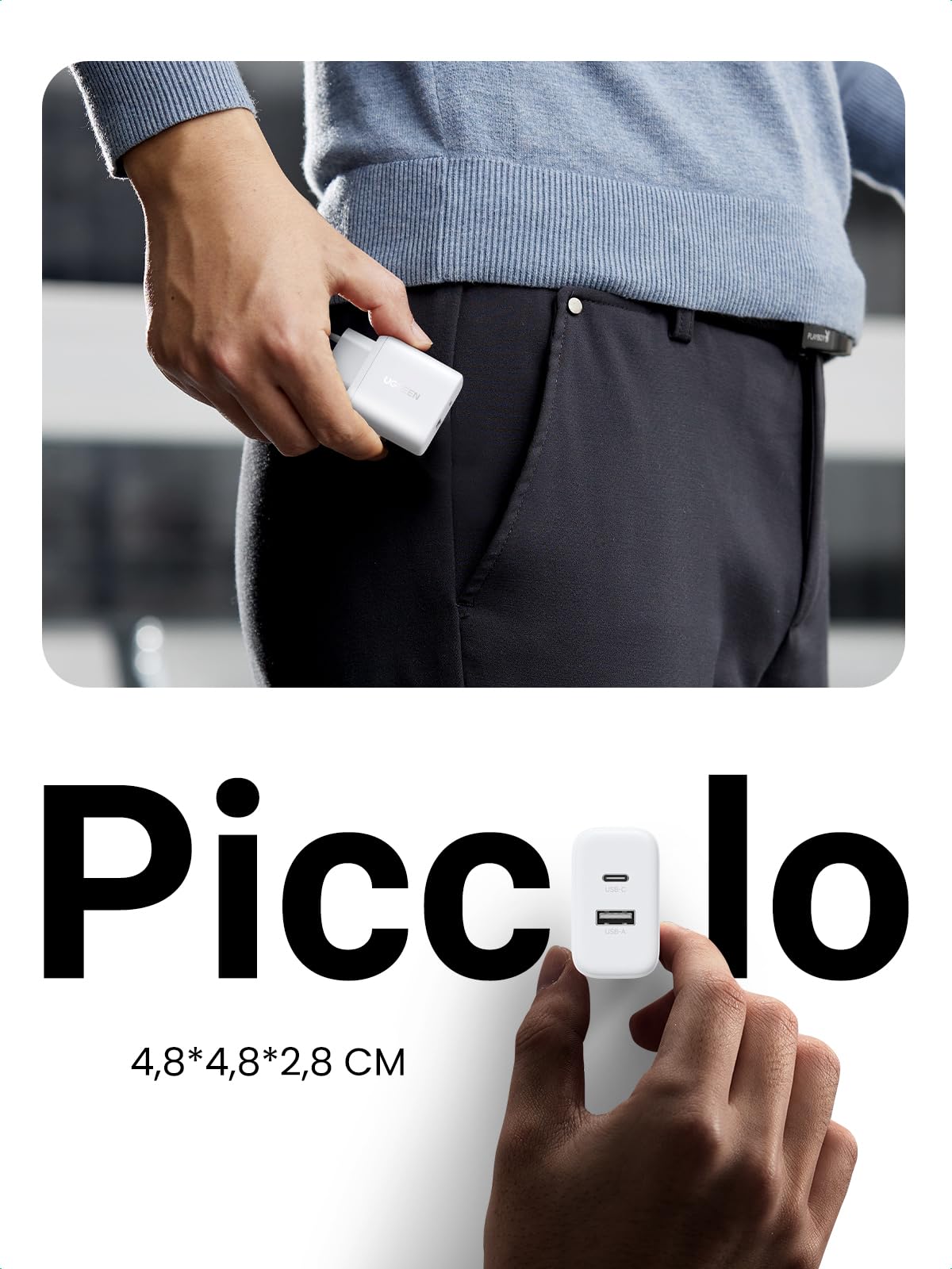 UGREEN 20W Caricatore USB C GaN 2-Pack, Caricabatteria Ricarica Rapida a 2 Porte Power Delivery per iPhone 16, 16 Pro, 16 Max, 15, 14, 13, 12, iPad, Galaxy S24, S23 Pixel 9 8 7 ecc