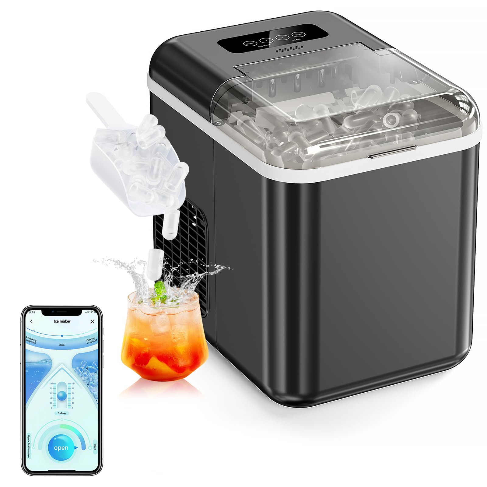 Macchina Del Ghiaccio Northclan - 14 Kg/24h - Cubetti Sferici In 6 Minuti - 2L - Silenziosa - Argento - Foto 8