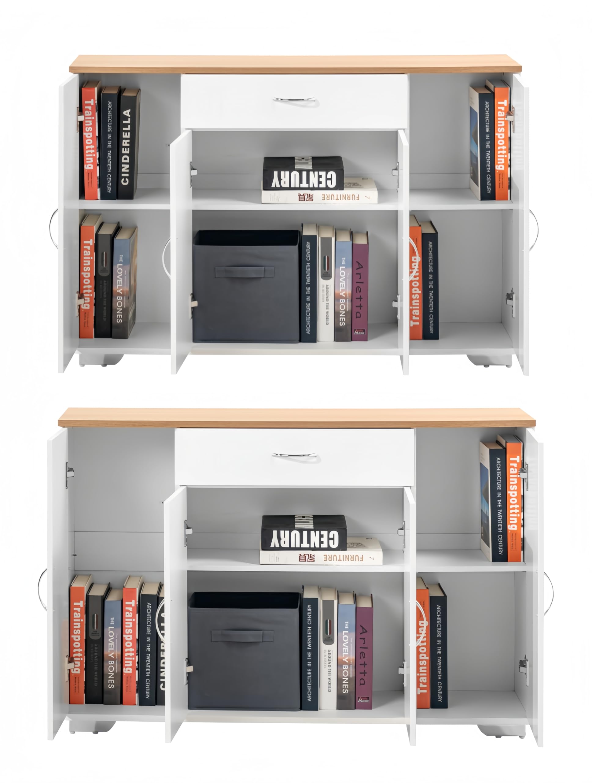 Mueble de almacenamiento, aparador de cocina, almacenamiento, mueble de entrada, con estantes ajustables, apto para cocina, comedor, salón, dormitorio (natural, 110 x 30 x 70 cm)