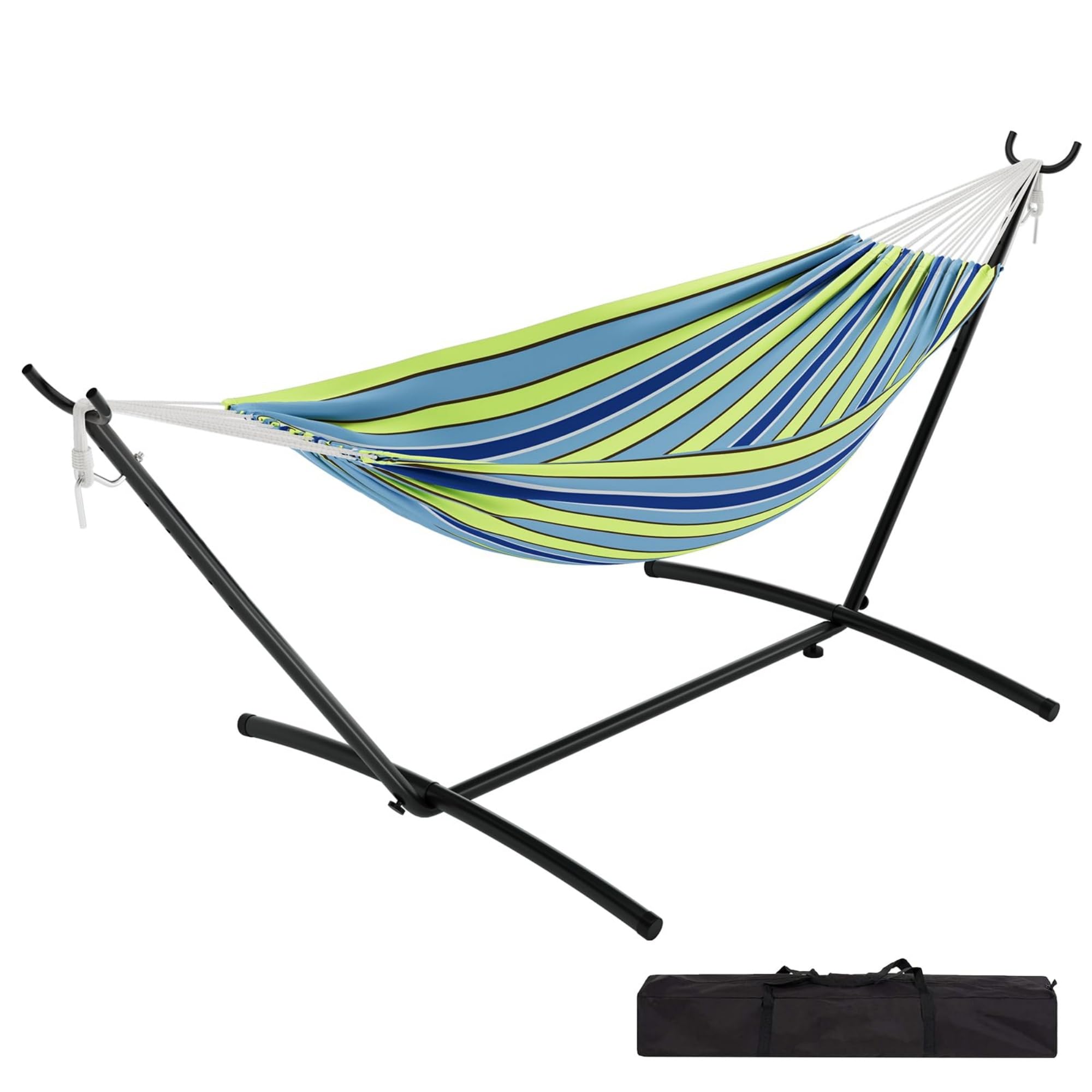 Hamaca al aire libre con soporte, hamaca portátil para patio, balcón jardín, hamaca doble pie para terraza de camping