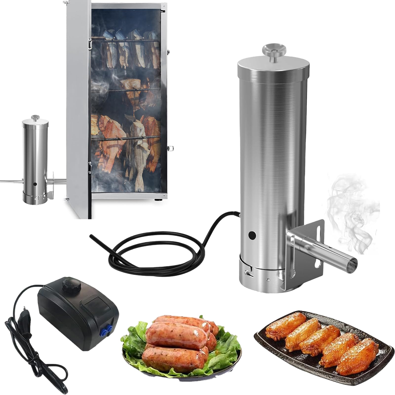 Générateur De Fumée Froide, Acier Inoxydable Générateur De Fumée Serpentin Fumoir A Froid Fumoir A Froid avec Pompe pour BQQ Fumage à Froid Poisson Viande Fromage