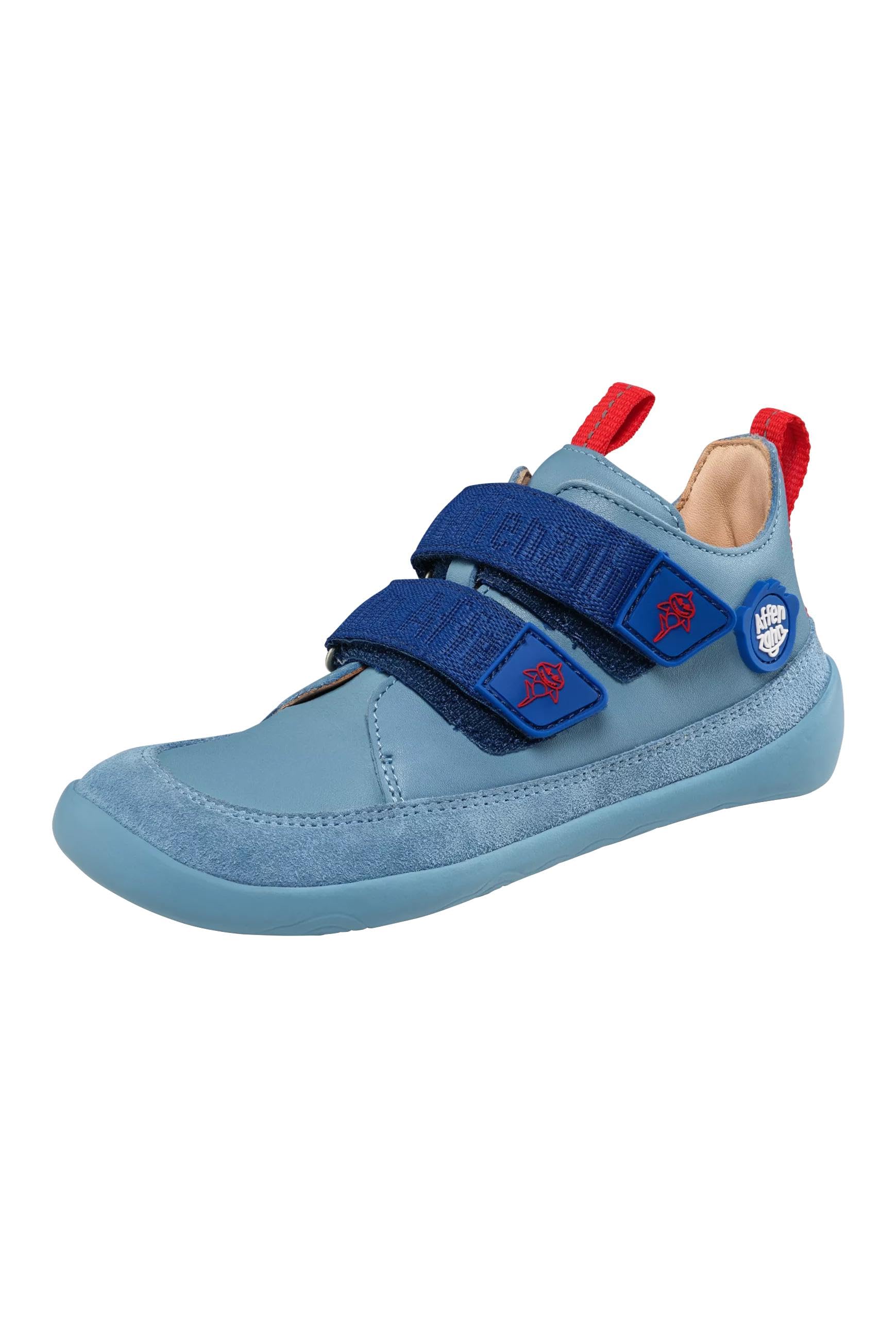 Affenzahn Halbschuh Leder Buddy mit Klettverschluss Weich rutschfest Flexibel Reflektierend für Jungen und Mädchen in Größe 21-32