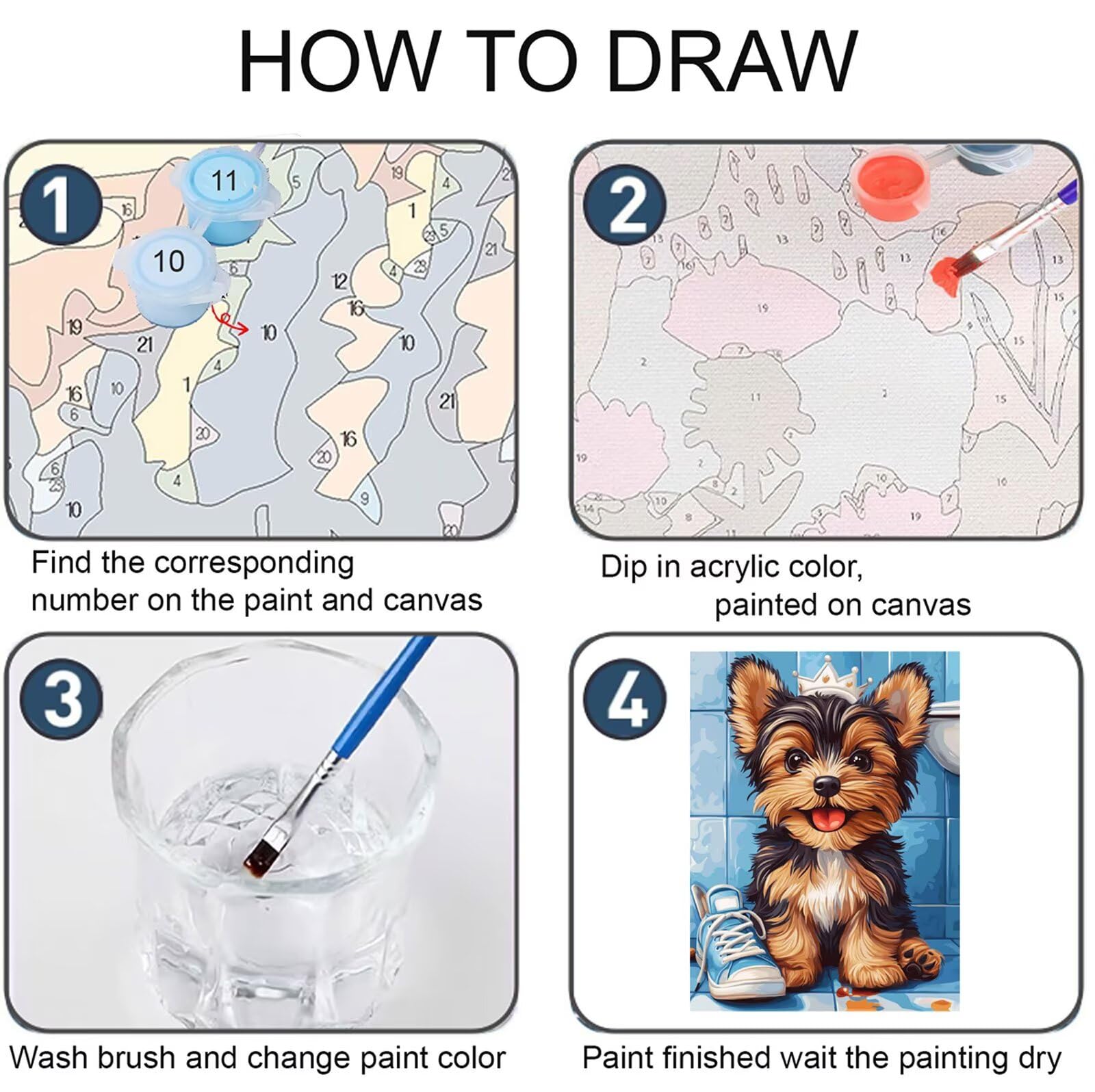 Hund Malen Nach Zahlen Erwachsene, Malen Nach Zahlen Set mit Pinseln und Acrylfarbe, Einfaches DIY Ölgemälde Paint by Numbers Adult Anfänger für Wanddekoration Geschenk, Anime 60x90 cm Y3-1004
