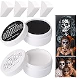 MEICOLY 6Pcs Halloween Makeup Kit,Black White Face Paint Clown White Makeup,Classic Pro Oil Based Face Body Paint for Adults and Kids, SFX Joker Zombie Vampire Skull Skeleton Cosplay,100g/3.53 oz