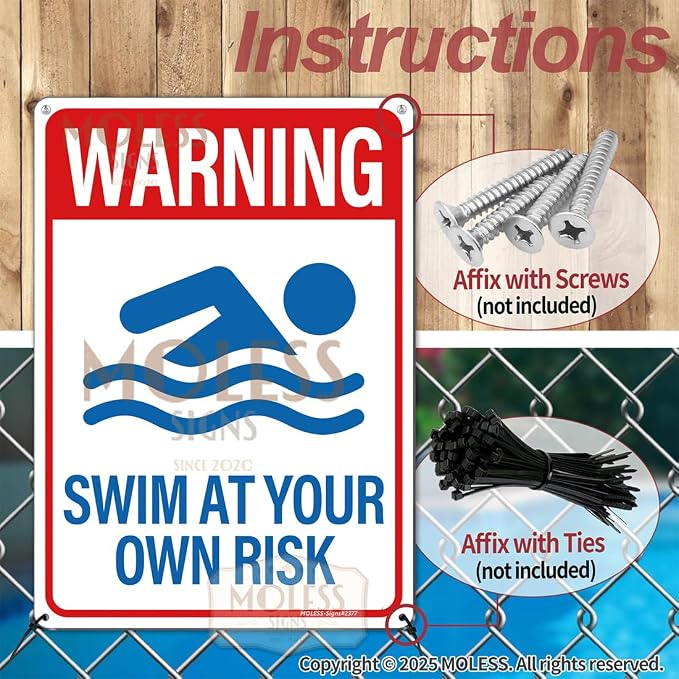 Paquete 2 Señales de Seguridad para Piscina 14x10 Pulgadas miniatura 4