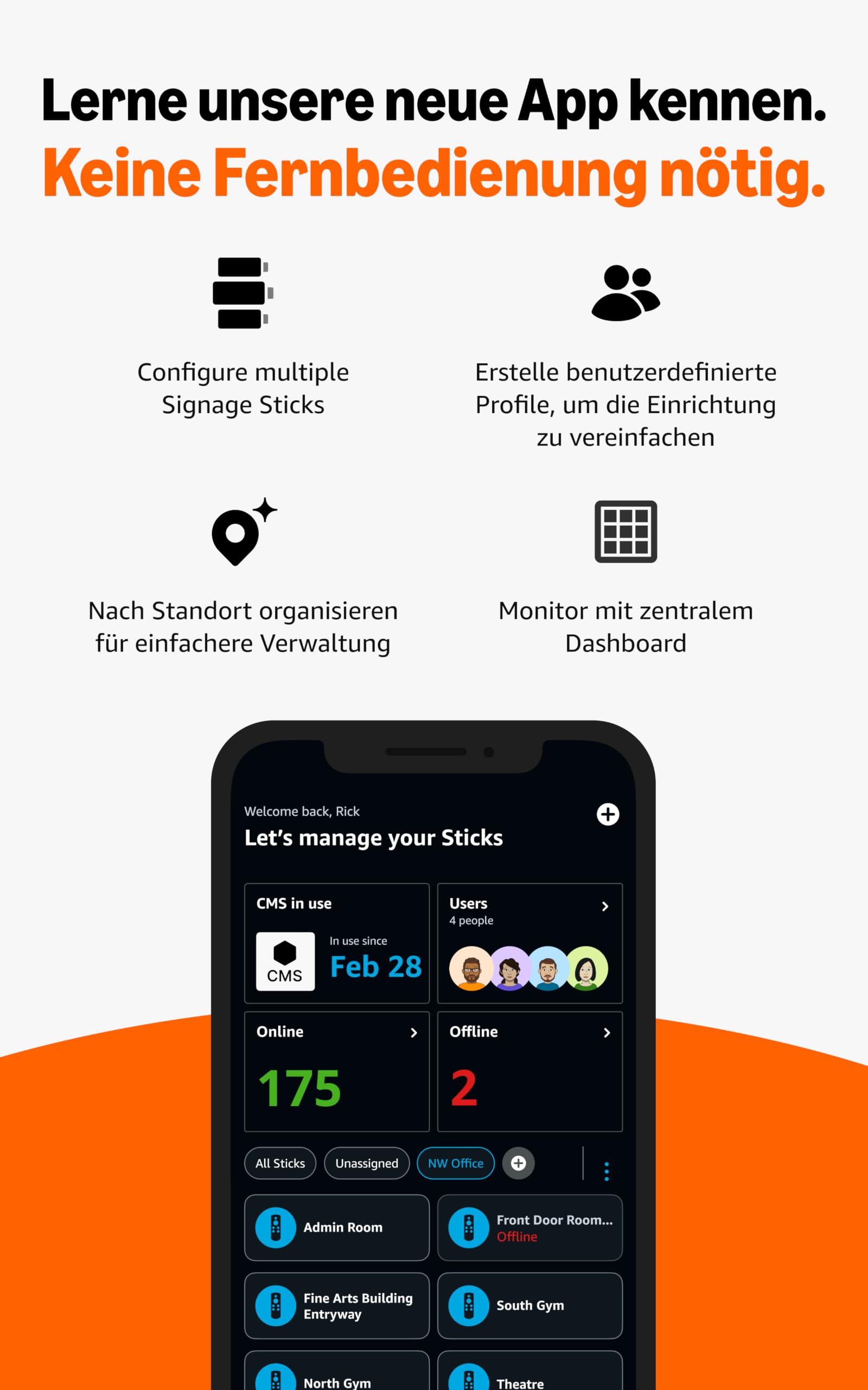 Amazon Signage Stick – Professioneller Digital Signage Media Player mit 4K-Unterstützung – Für Unternehmen jeder Größe, einfache Einrichtung mit kostenloser mobiler App und CMS-Kompatibilität