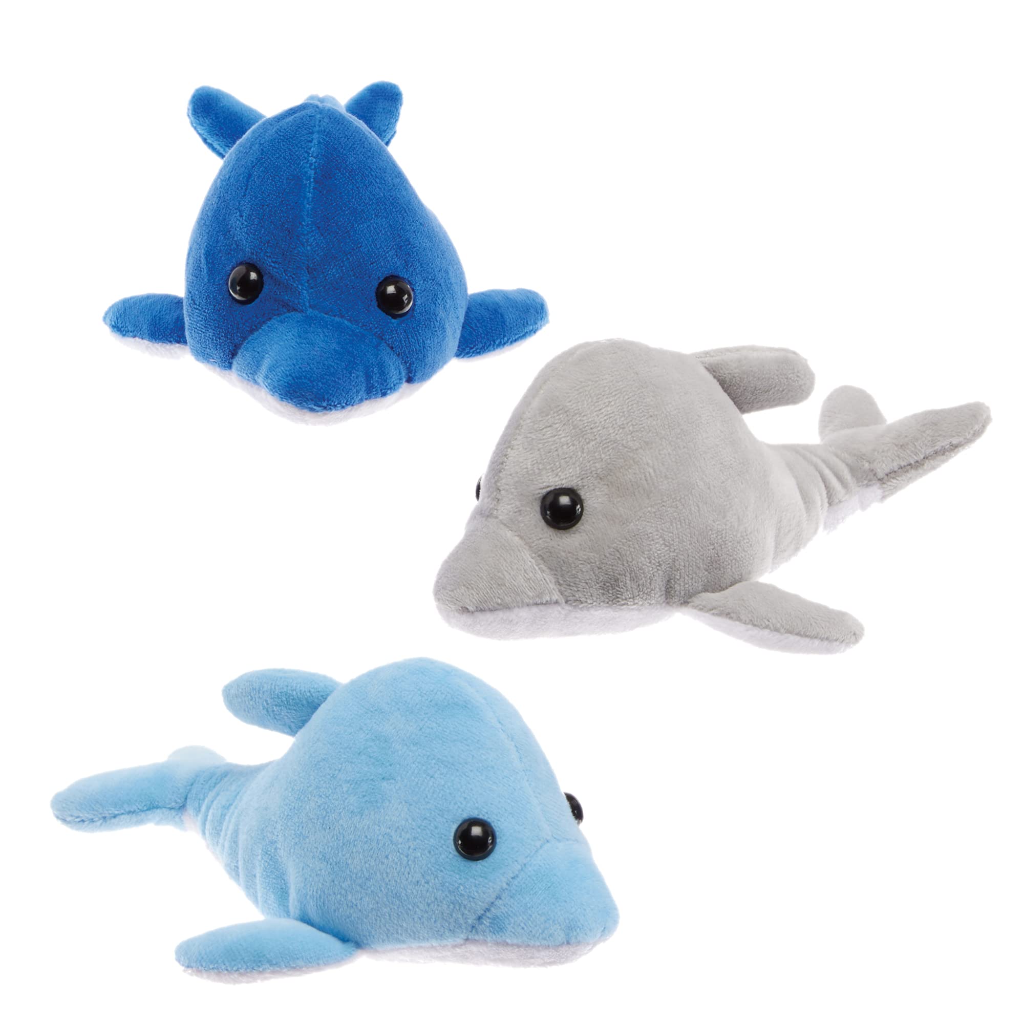 Baker Ross FX678 Dolphin Soft Toys - Pack of 3, Soft Toy Party Bag Fillers