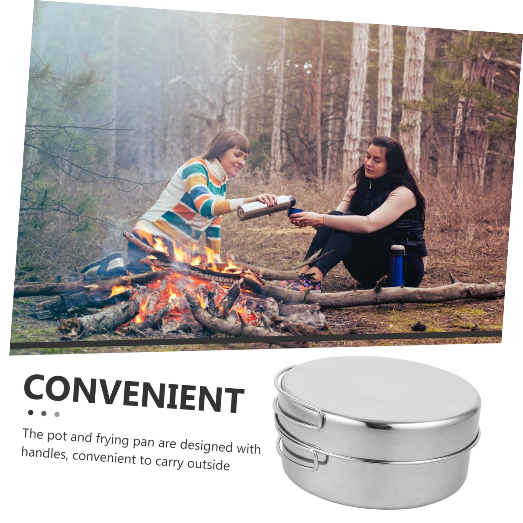 BESTonZON Marmite en Acier Inoxydable pour Camping Randonnée Accessoires De Camping Ustensiles De Cuisine Légers Casseroles Kit De Cuisine Pliable Survie Petites Casseroles
