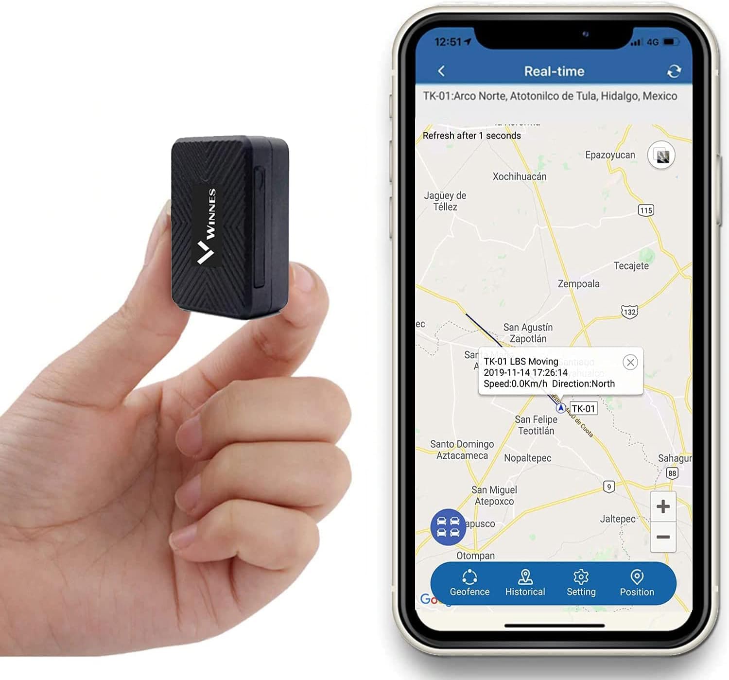 Micro Gps Tracker Spia Magnete Realtime Localizzatore GPS in Tempo Reale Satellitare Tracciatore di Posizione Portatile Batteria da 1500mAh, Geo-fence Alarm App Gratuita per Auto Moto Bambini