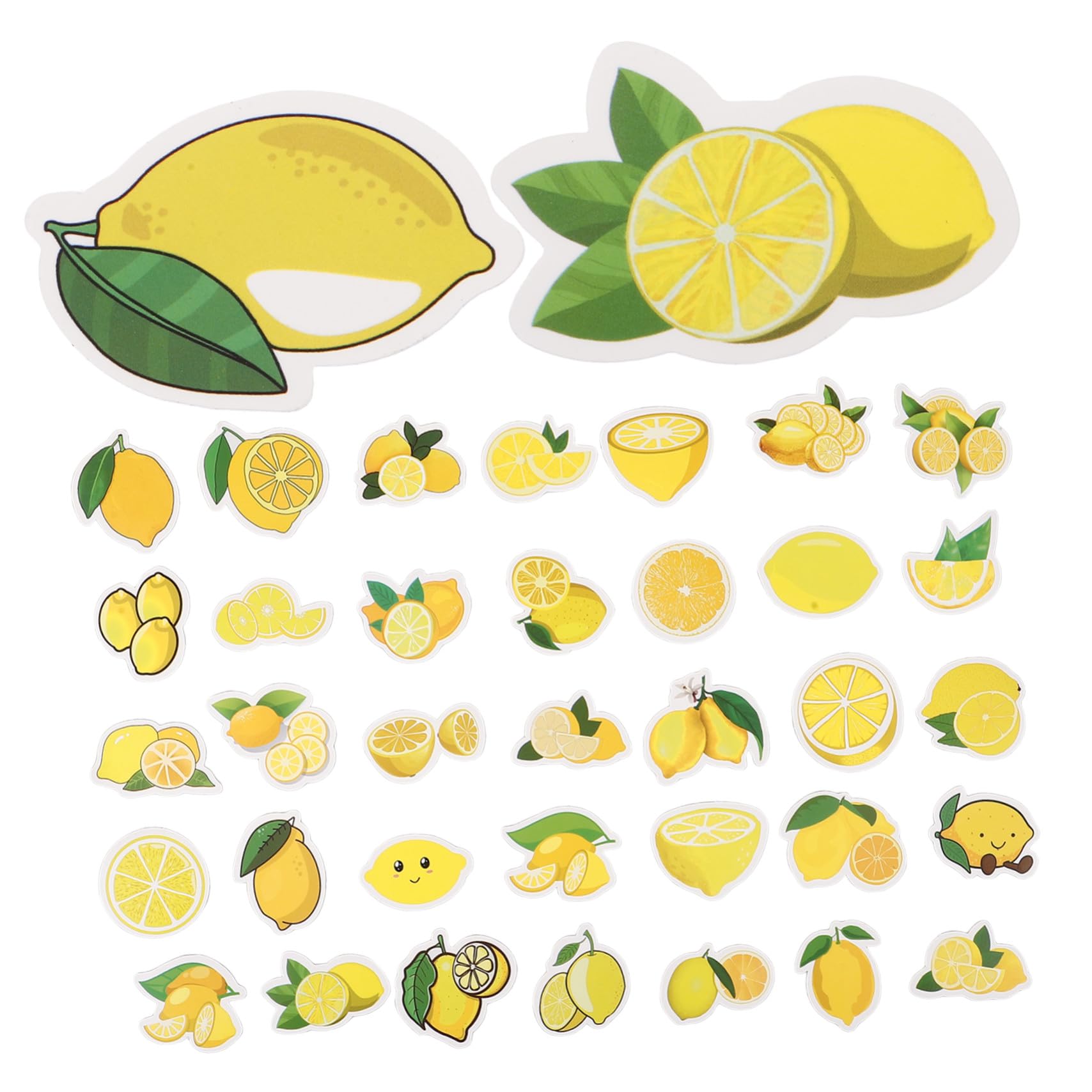 50 Pegatinas Adhesivas de Limón Variedad de Patrones Adorables, Material Autoadhesivo para Decorar Maletas y Regalar a Amigos