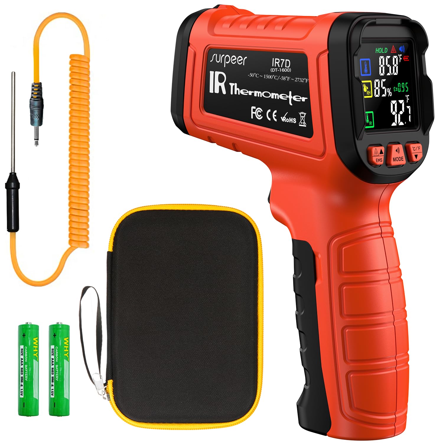 Infrared Thermometer Temperature Gun 2732°F 50:1 Pyrometer