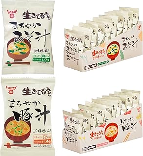 フンドーキン フリーズドライ 生きてるみそ まろやかみそ汁 ＆ まろやか豚汁 各10食セット 合計20食 白味噌 こく味噌仕立て 即席味噌汁 九州 大分 豚汁 味噌汁