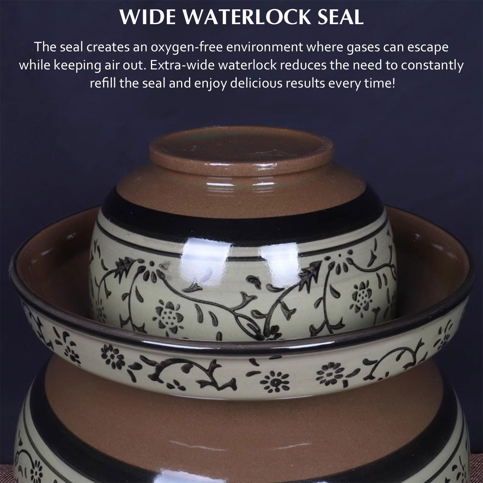 Fermentationstopf mit Deckel, traditionelles chinesisches Keramik-Sauerkraut-Einlegetopf, Steingut-Einlegeglas(2.5L)