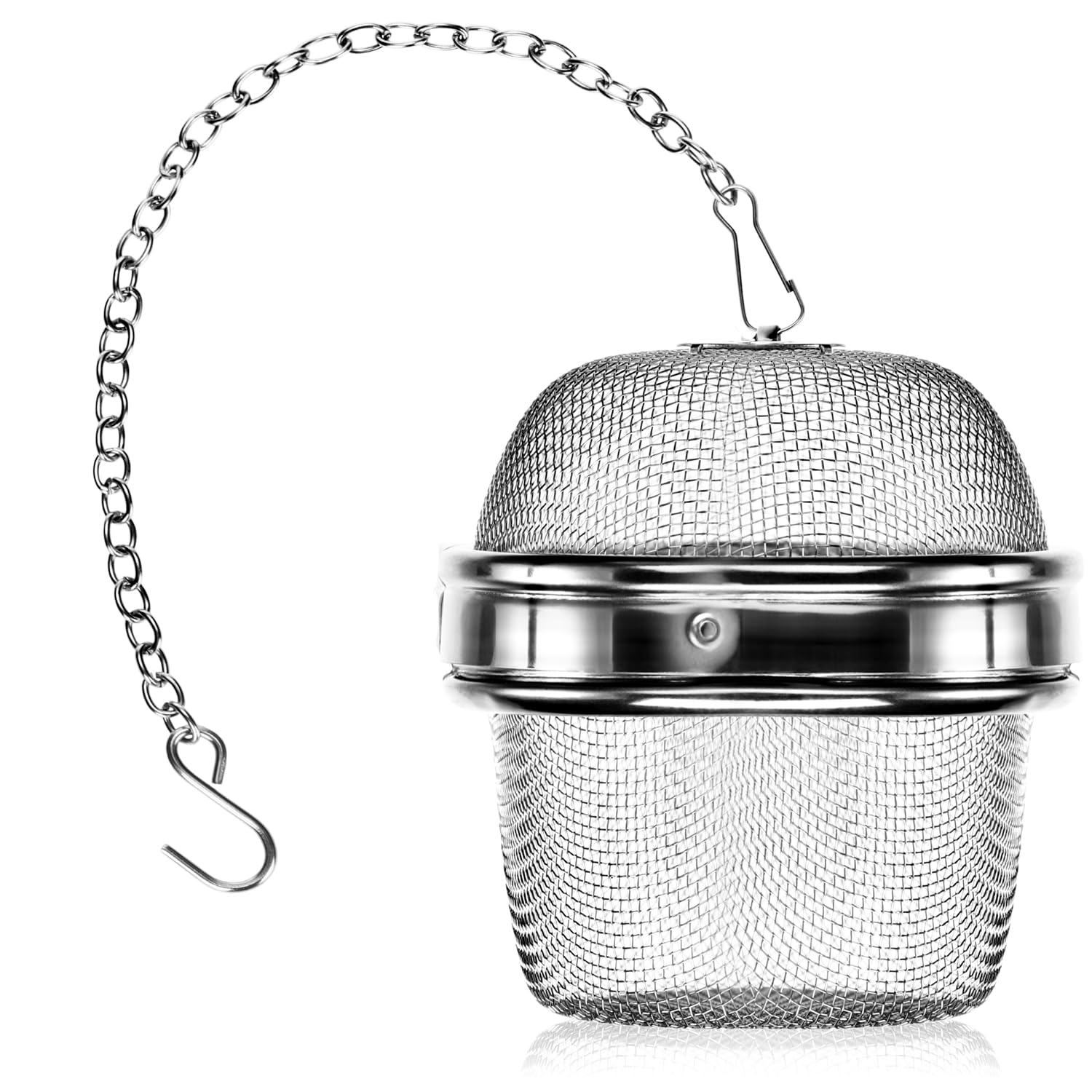 COM-FOUR® 4x colador de té de acero inoxidable 304, apto para lavavajillas - huevo de té Ø 6,5 cm para té suelto, especias y hierbas - filtro de té de malla fina con cadena - colador de especias