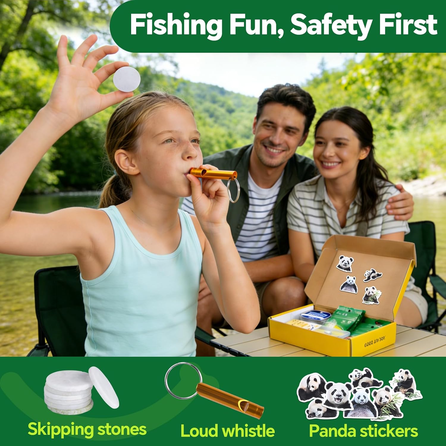 Good Joy Gift Box Fishing Kit for Kids/Beginners Age 8-14 | Ready-to-Fish Kit with Safety Whistle, Fishing Set Stuff with Lures & Line, Kid Gift Suitable Freshwater Pond Lake