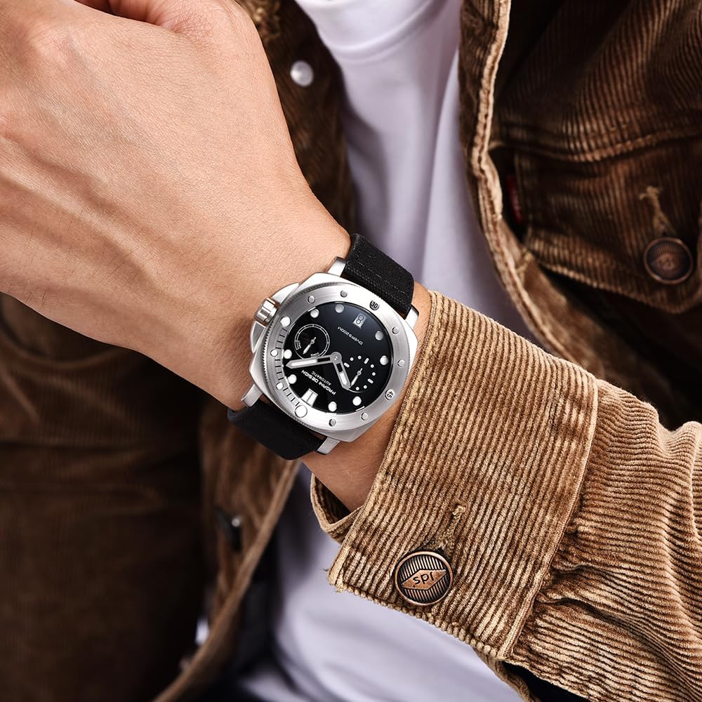 Pagani Design 1767 Orologio Automatico da Uomo 41MM Cassa in Acciaio Inossidabile Specchio Zaffiro Cinturino in Nylon