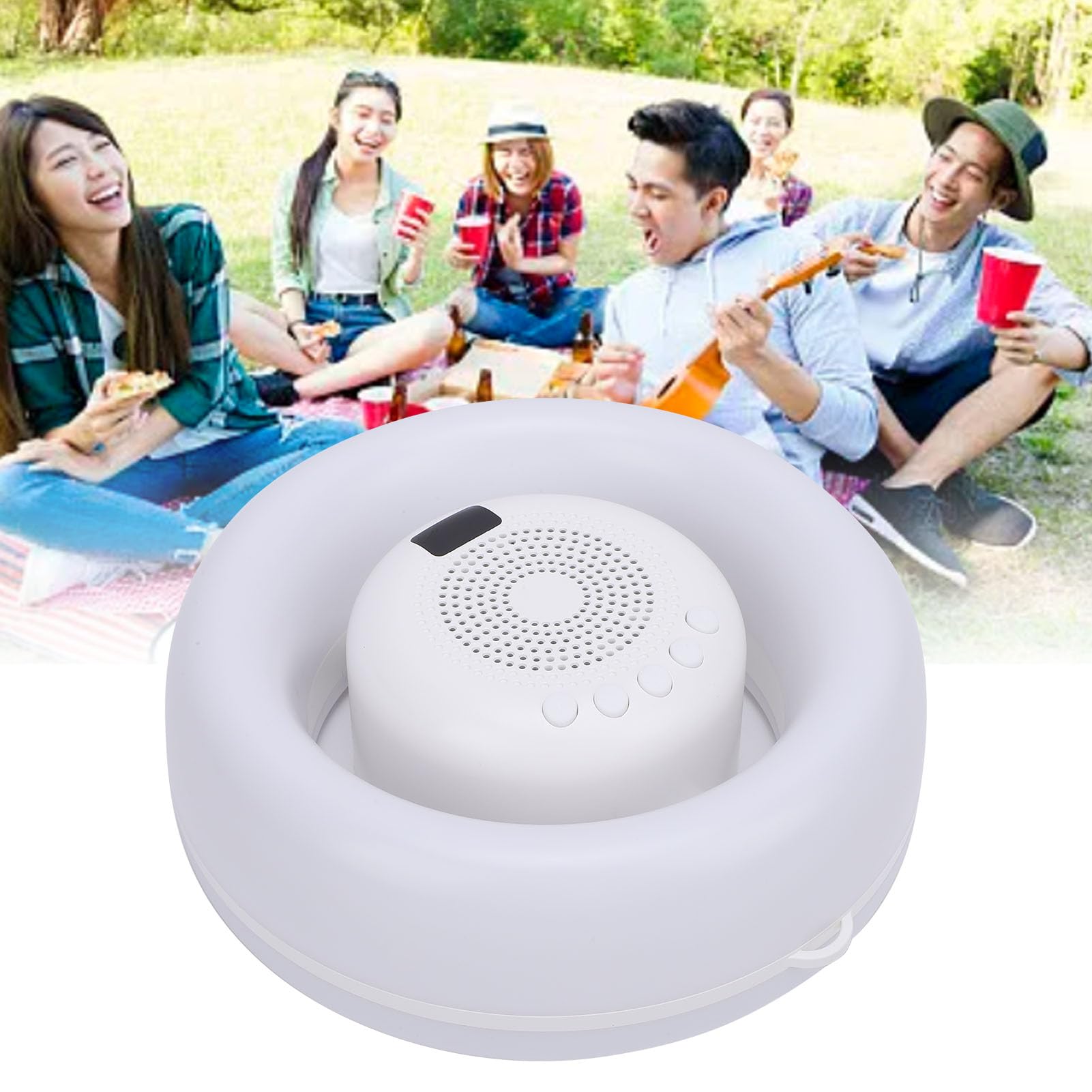 Annadue Altavoz de Piscina Flotante, Altavoz de Piscina Bluetooth de Luces Dinámicas, Altavoz de a Prueba de Agua IP65 con Pantalla de Temperatura para la Ducha de Fiesta de la Piscina