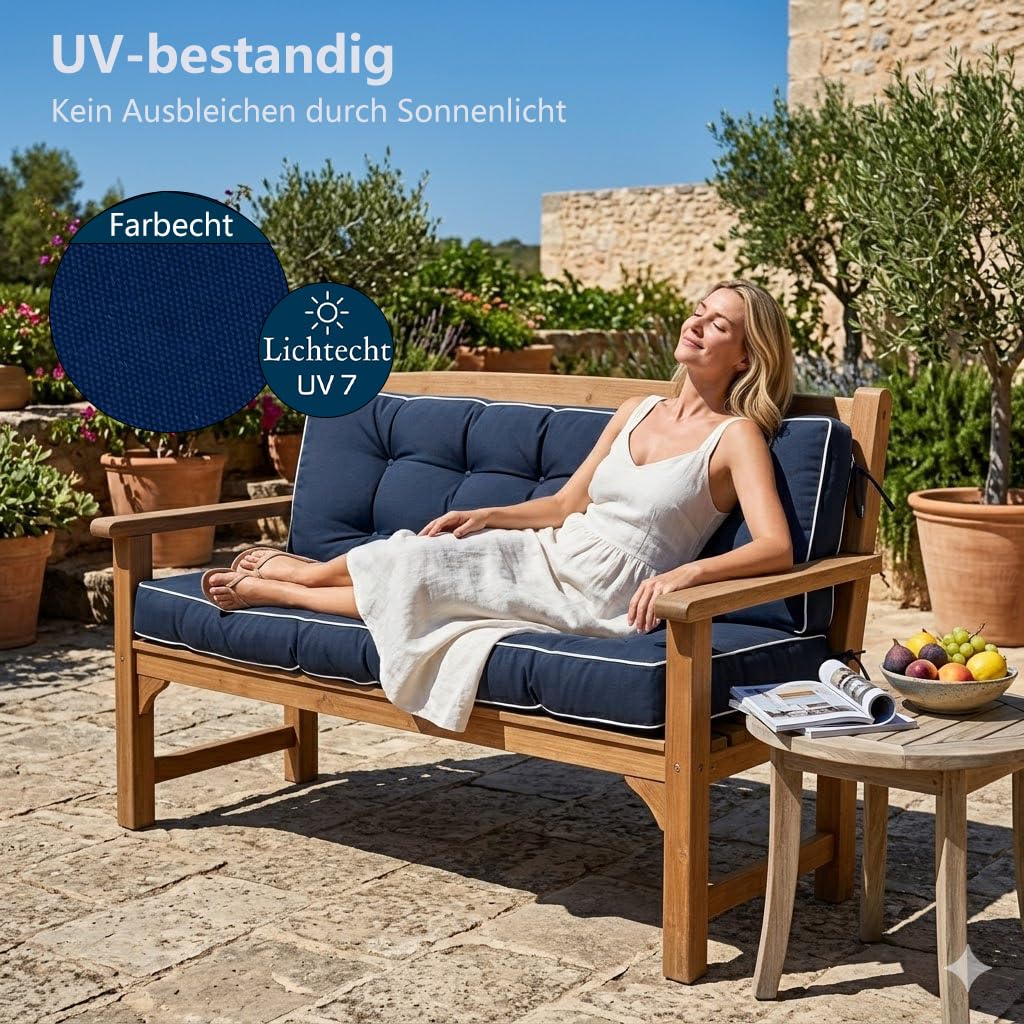Cuscino per Panca da Esterno Impermeabile, Cuscini per Panchina da Giardino e Dondolo 3 Posti, Seduta Imbottita per Divani Pallet e Bancali, Tessuto in Poliestere Antimacchia,No13,150x45x8cm