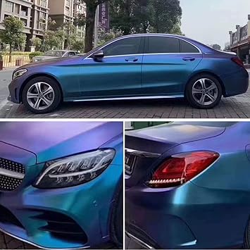 Purple Blue Matte Chameleon Vehicle Car Vinyl Wrap Roll Color Change Adhesive Decal Sticker Film Sheet Air Release DIY Decor Vinyl