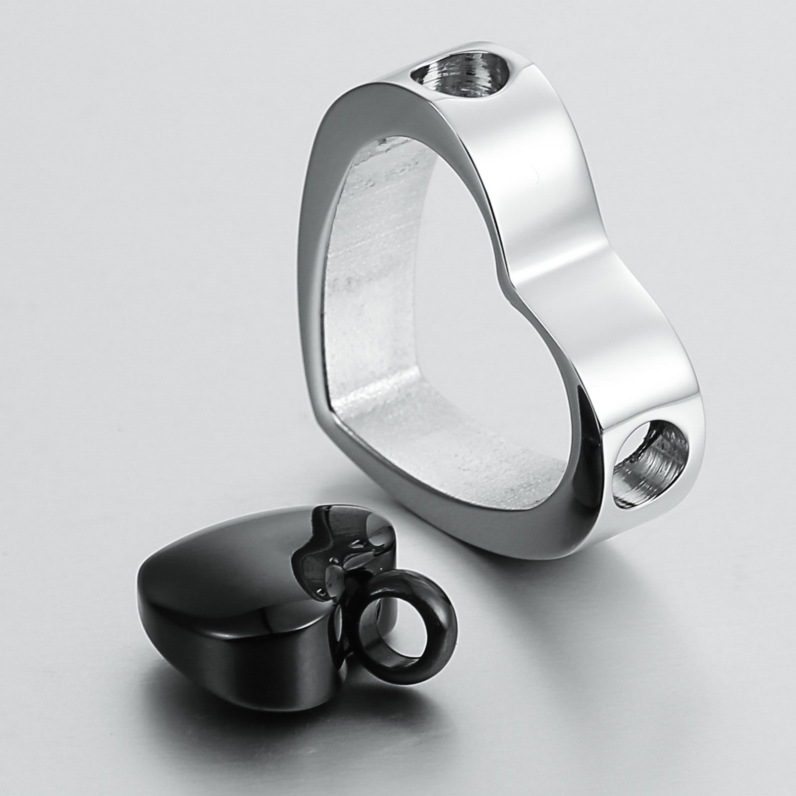 Beydodo Collier urne en forme de cœur en acier inoxydable Doré/argenté/noir