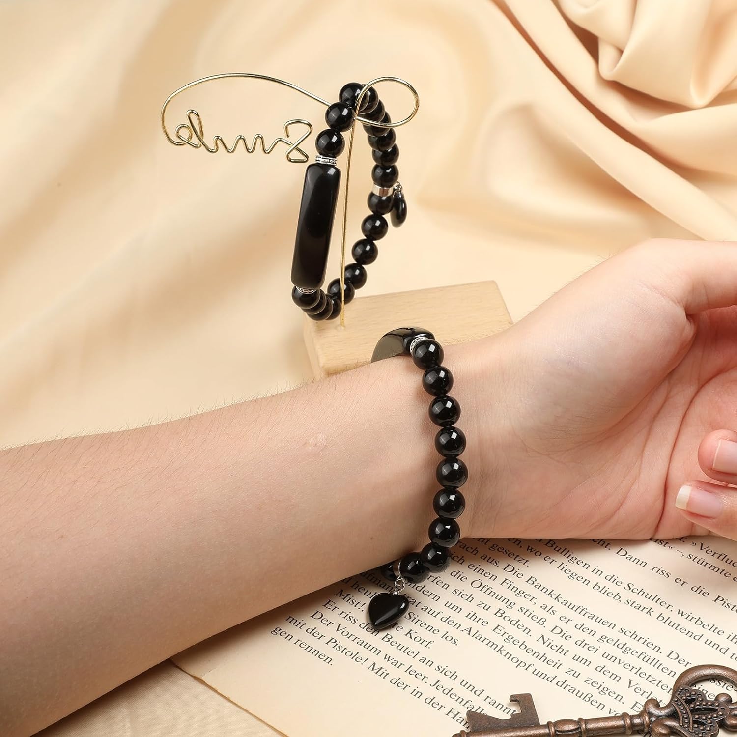 TUMBEELLUWA Healing Stone Bracelet 8mm Beads Chakra Crystal Energy Heart Charm Bracelet Handmade Jewelry for Women - Image 3