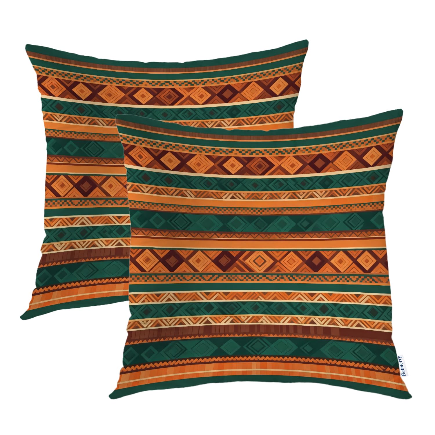 Batmerry Brown Bohemia Turkish Floral Decorative Pillow Covers, Traditional Paisley Moroccan Oriental Double Sided Throw Pillow Covers Sofa Cushion