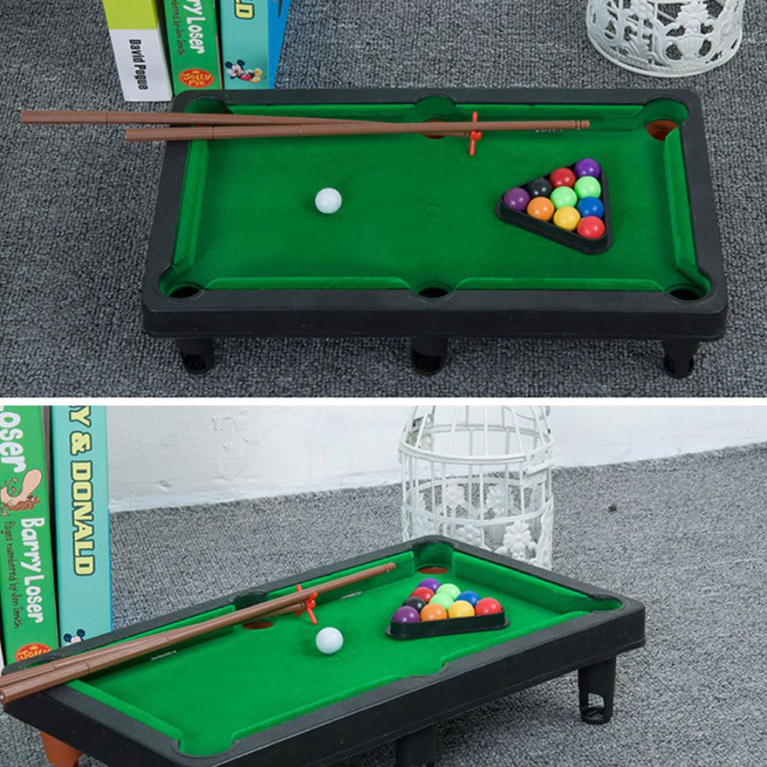 1 Ensemble de Mini Piscine de Table, Petit Jeu Billard Comprenant des balles Jeu, des bâtons et Un Support Triangulaire, Jeux Bureau conviviaux pour Les Voyages
