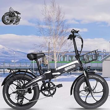 Electric Assisted Bicycle, Foldable, 20 Inches, Lightweight, Aluminum, Fat Bike, 20 Inches, Model Certified, Can Be Used in Cars, with Basket Included, Stylish, For Work or School Commutes