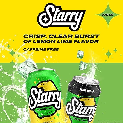 Miniatura 7 de Starry - Soda de limón y lima sin azúcar, latas de 12 onzas líquidas (paquete de 12)