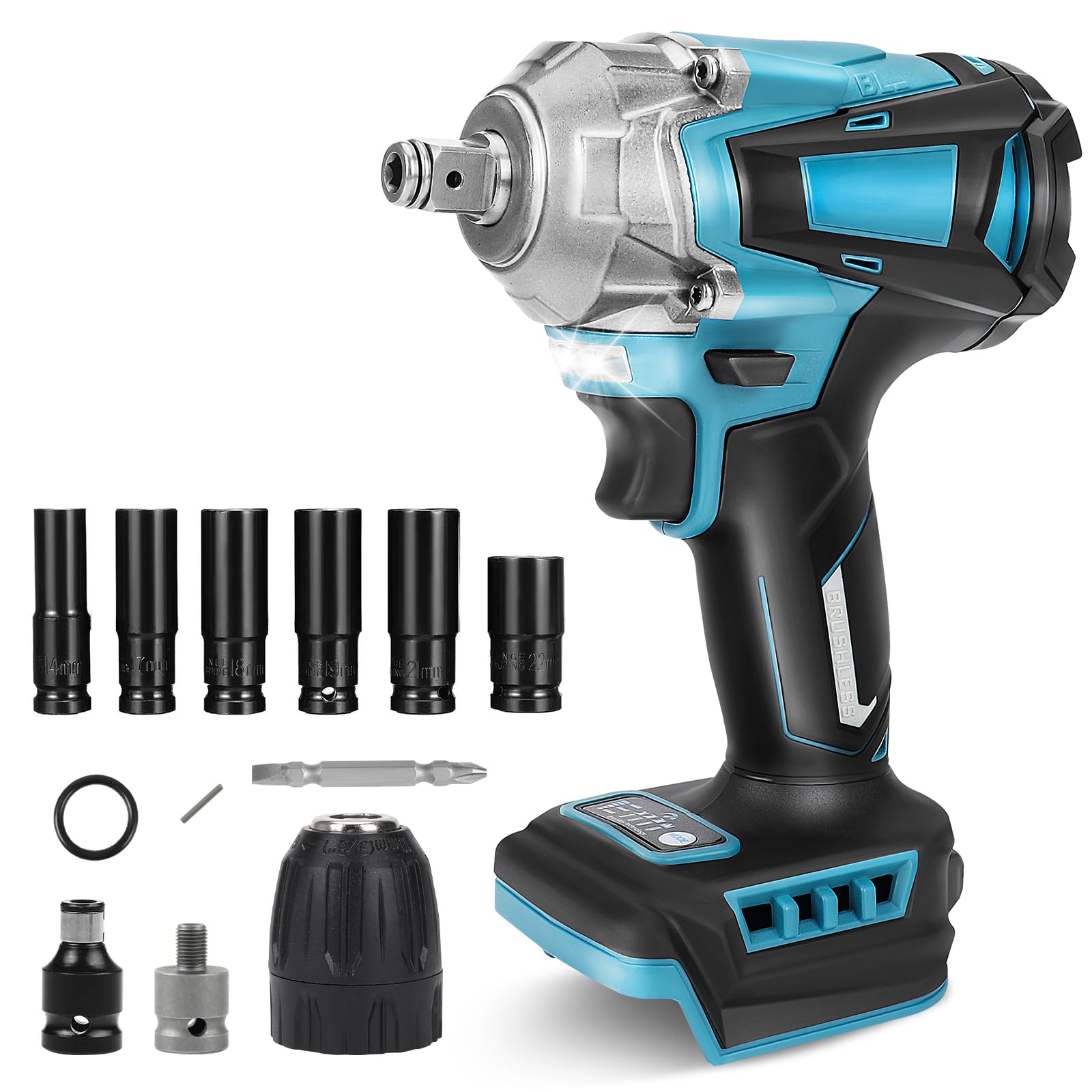 Avvitatore A Percussione A Batteria 21V Brushless - 700 Nm, 3 In 1 (Trapano/Cacciavite), 4.0 Ah, 6 Prese, Luci LED, Custodia