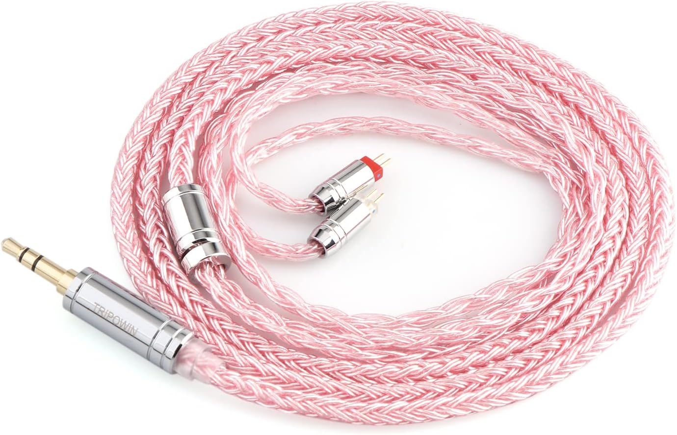 Tripowin Zonie IEM Cable, 16 Core Silver Plated Earphone Upgraded Cords, 1.25m SPC in Ear Monitor Cable for ZS10 PRO 2 AS10 PRO ZSN PRO X Wan’er SIMGOT EM6L(Recessed 2pin, 3.5mm)(Pink)