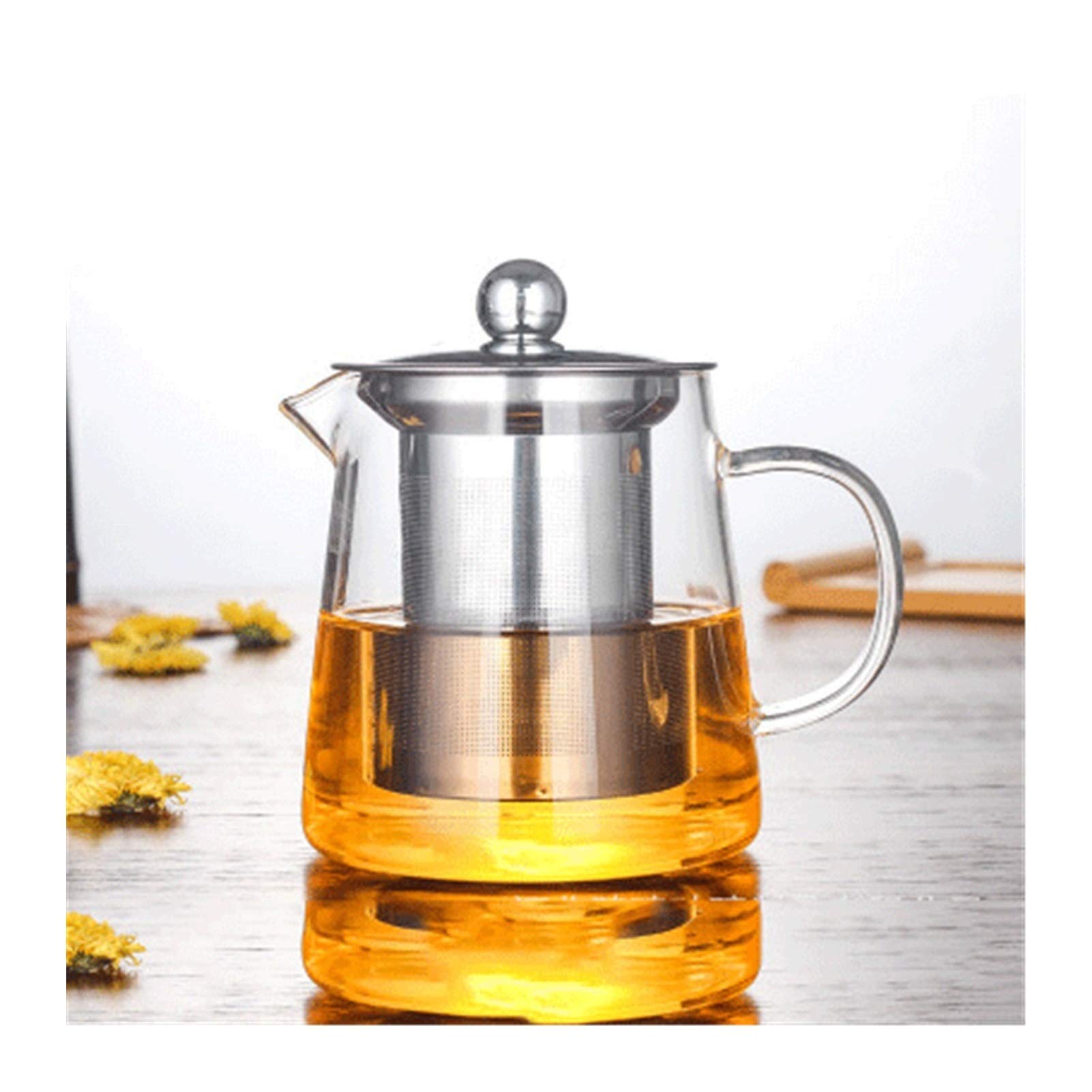 Théière en verre borosilicate Clepsydra et infuseur acier inoxydable