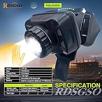 Vista 4 de Casco de seguridad industrial con luz RGS-8C rejillas de ventilación ajustables, transpirables, ligeros, cascos con faros delanteros