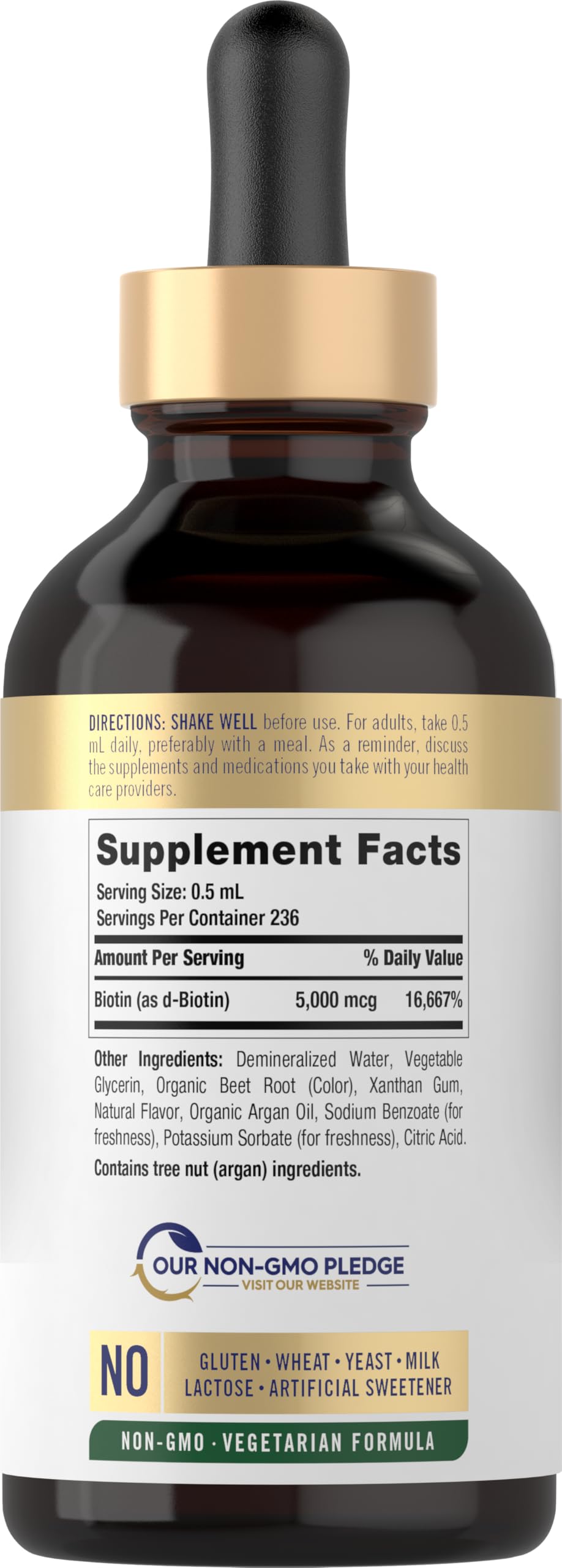 Carlyle Biotin 5000mcg Liquid Drops | 4 fl oz | For Women and Men — Amazon image 2