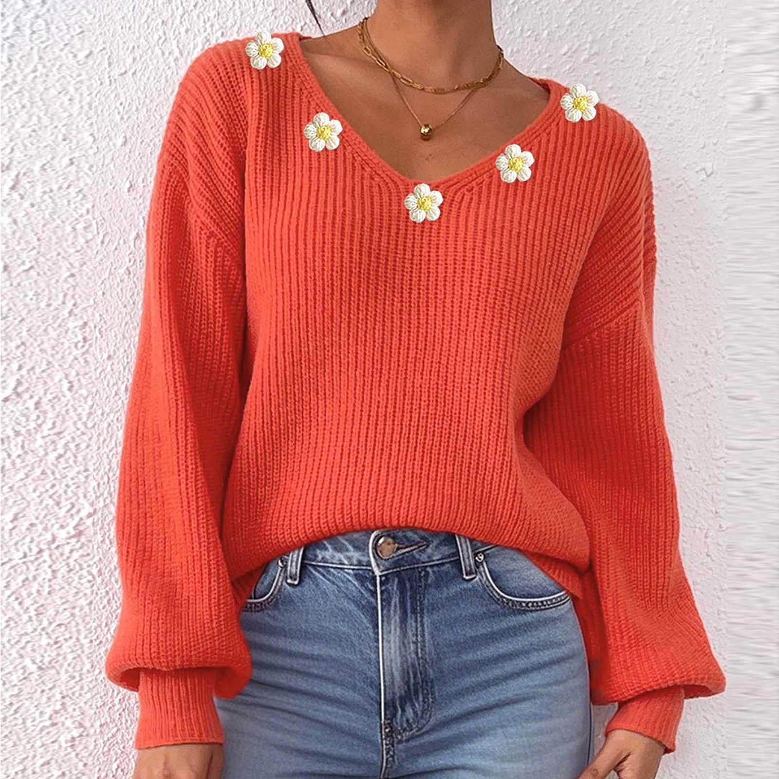 Maglione Donna Scollo a V Oversize Maglia con Stampa Casual Elegante | Linea ampia e comoda, tessuto piacevole al tatto, stile senza tempo e comfort quotidiano, abbinamenti facili da ufficio.