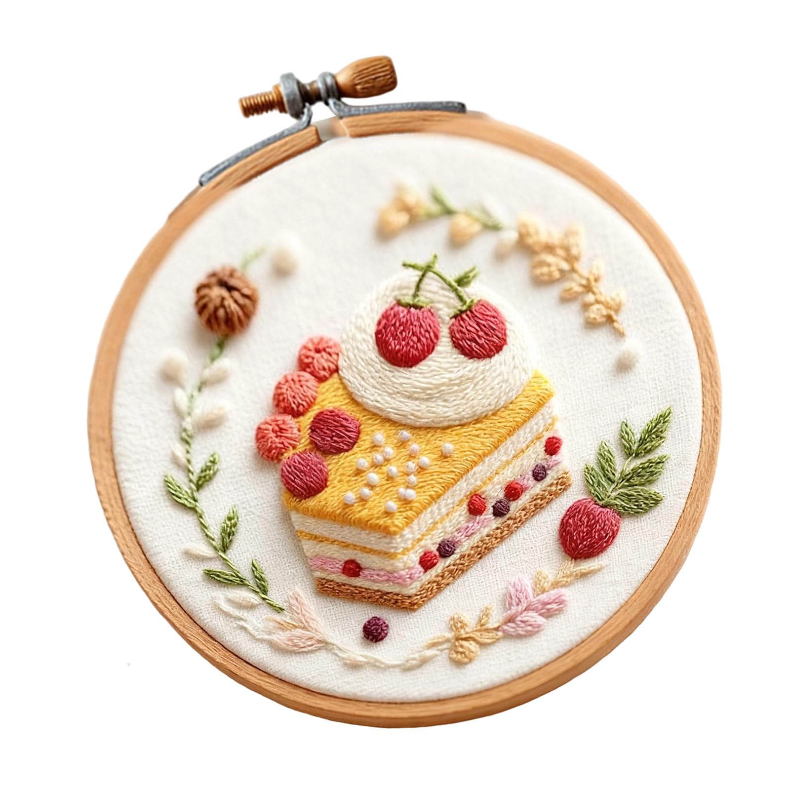 Shurhome Cake Embroidery Set with Stitching Hoop Instruction Beginner Stitching Craft with Thread and Needle Beginner