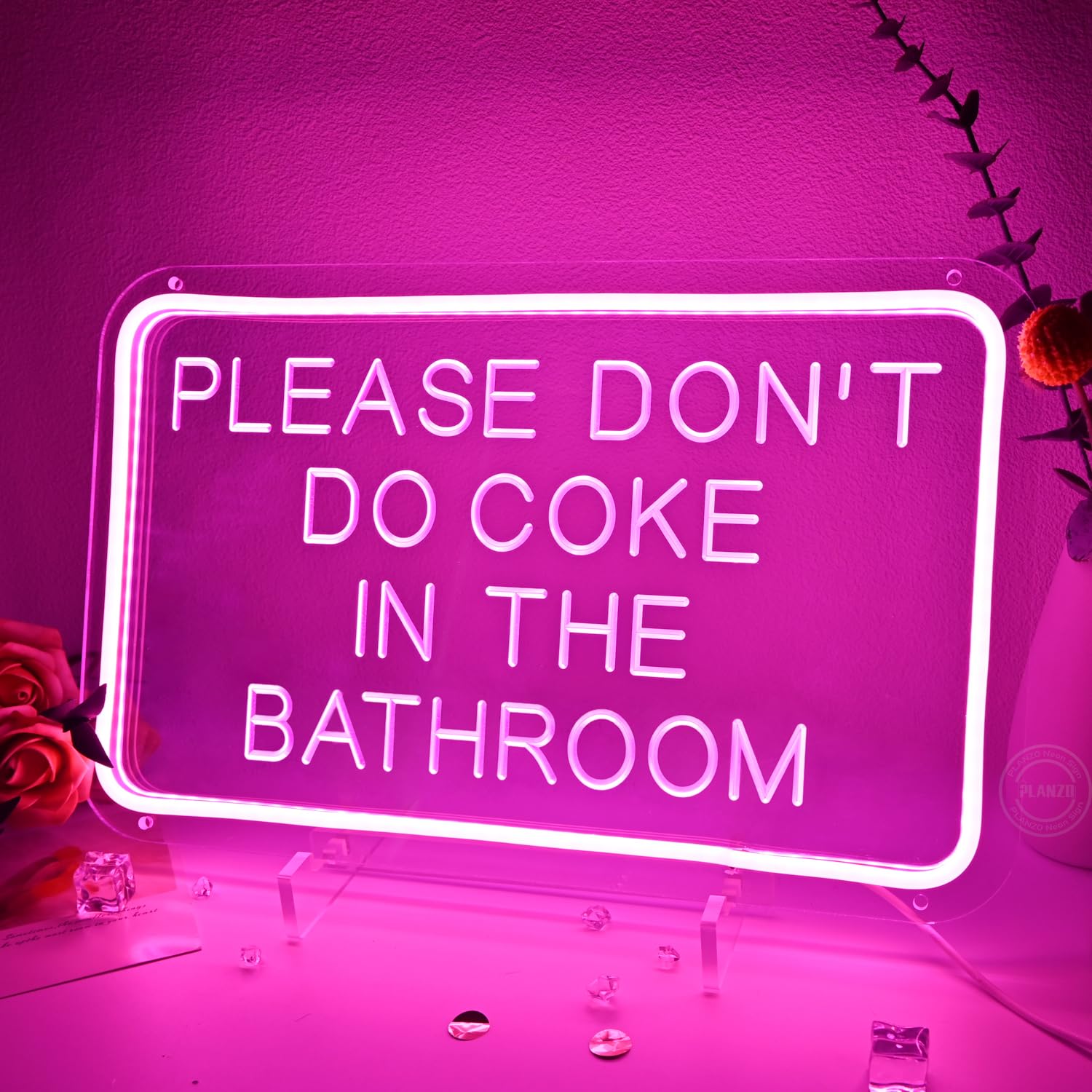 Planzo Please Don't Do Coke In The Bathroom LED Neon Light Sign Wall Decor