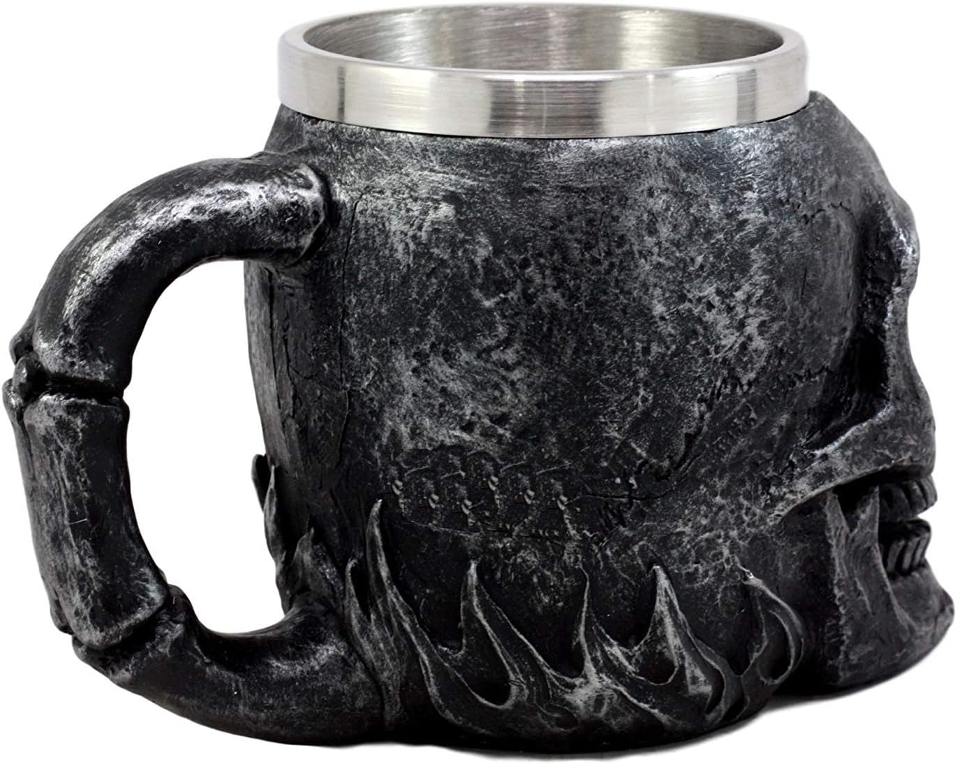 Ebros Gift Dark Silver Ossuary Doomsday Immortal Skull Coffee Mug Day Of The Dead Skeleton Head Demon Beer Stein Tankard Drink Cup 14oz